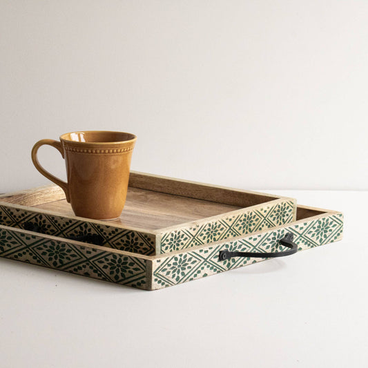Carved Serving Trays- Set of 2
