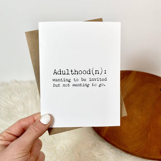 Definition Of Adulthood- Birthday card