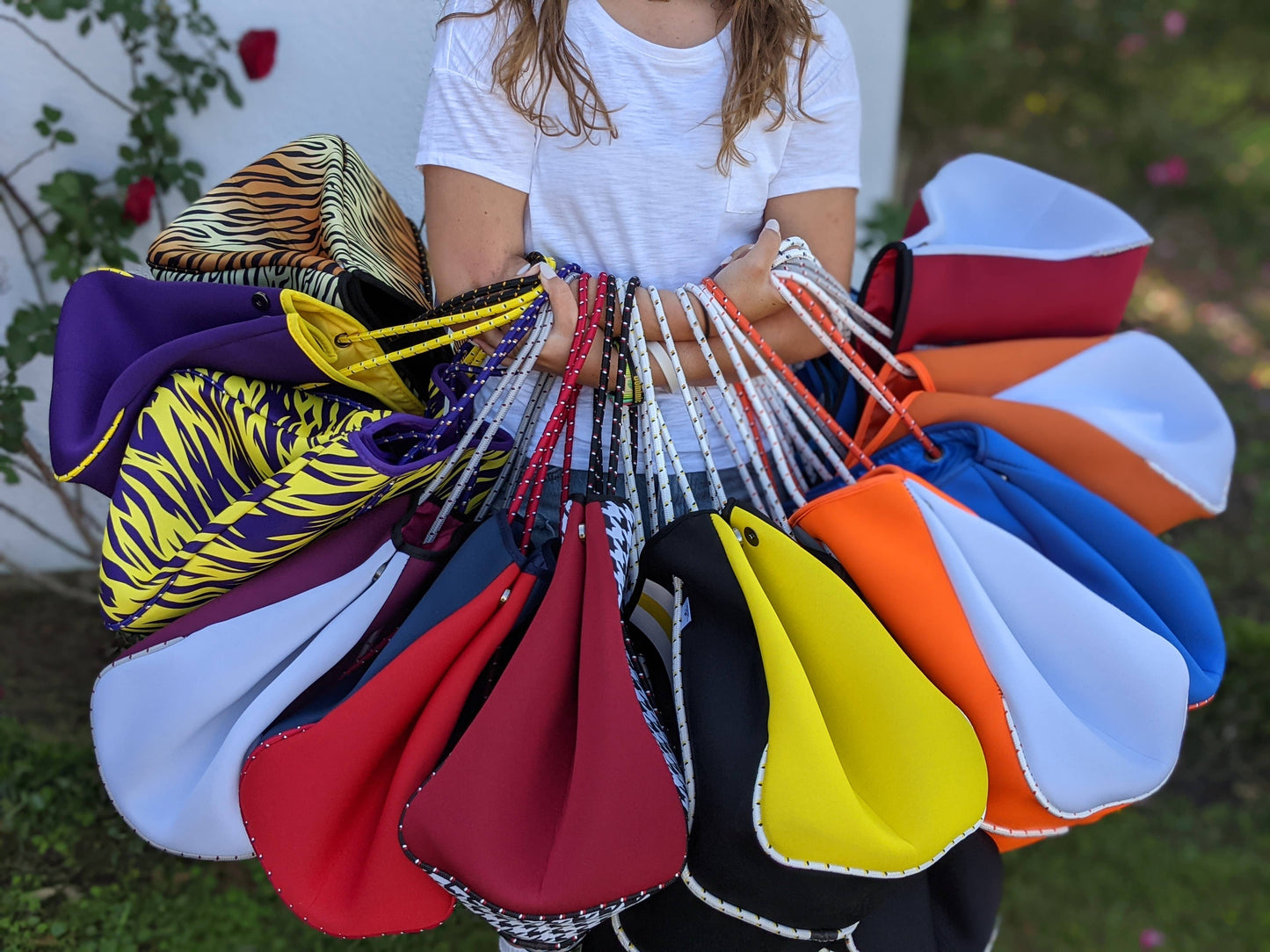 BOGO- Navy/ Red Neoprene Tote